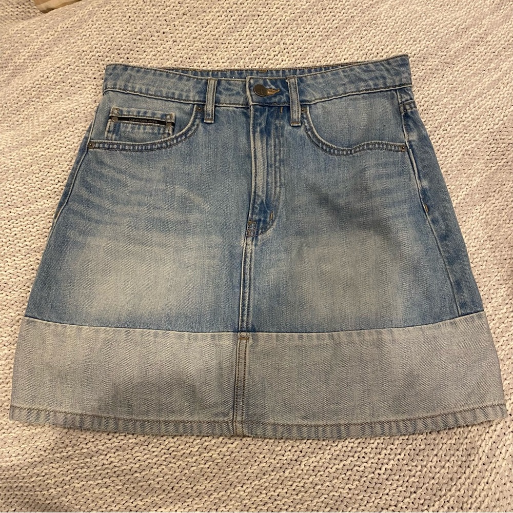 Calvin Klein Color Block Denim Miniskirt Size 29